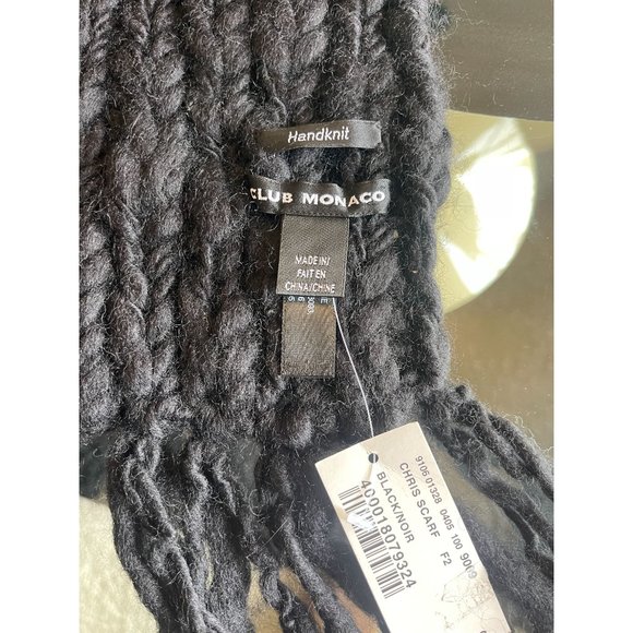 NWT Club Monaco 100% Wool Hand Knit Scarf Gray One Size - Picture 2 of 5